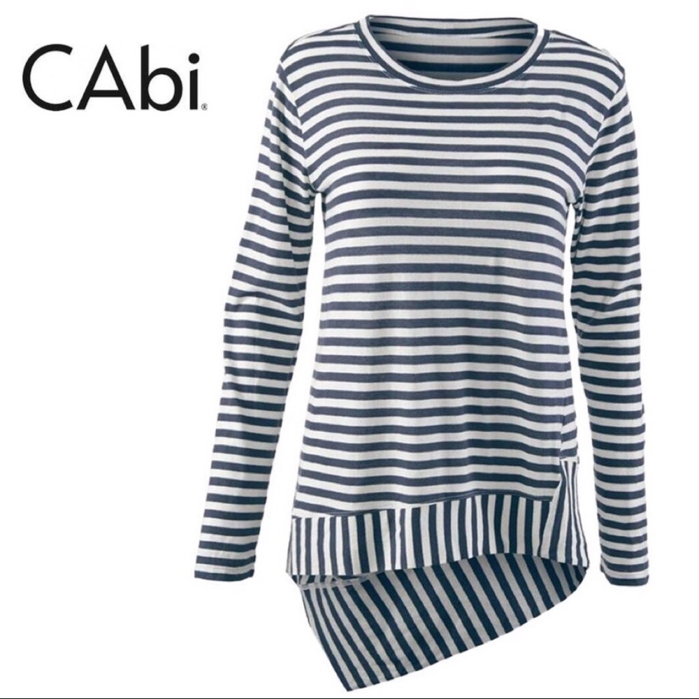 CAbi Asymmetrical Striped Top